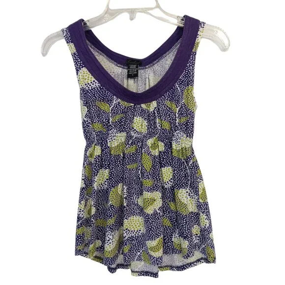 Ezekiel Women's -Baby Doll Tank Top- Purple Green White Small - Picture 2 of 16